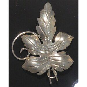 Older Vintage MEXICO SILVER Mexican Sterling Silver Brooch Unusual Leaf Shape 20